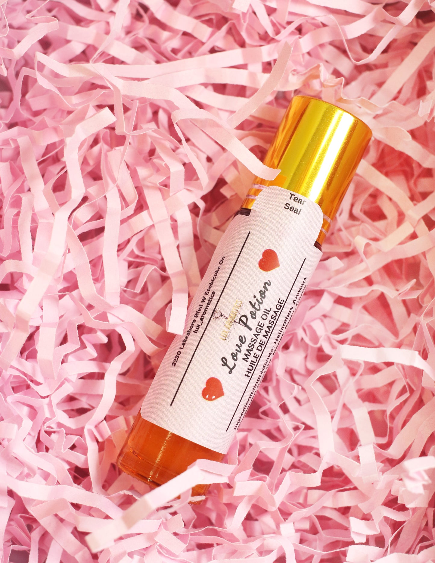 Love Potion - A delightful & romantic blend, perfect to create a sensual mood. To Use: Roll on oil onto skin, massage to help relax your body & mind. Ingredients/Ingrédients: Helianthus Annuus (Sunflower) Seed Oil, Mango flavor, Citrus Aurantium Dulcis (Orange) Peel Oil, Cocos Nucifera (Coconut) Oil, Vanilla flavor 1 oz 28 g