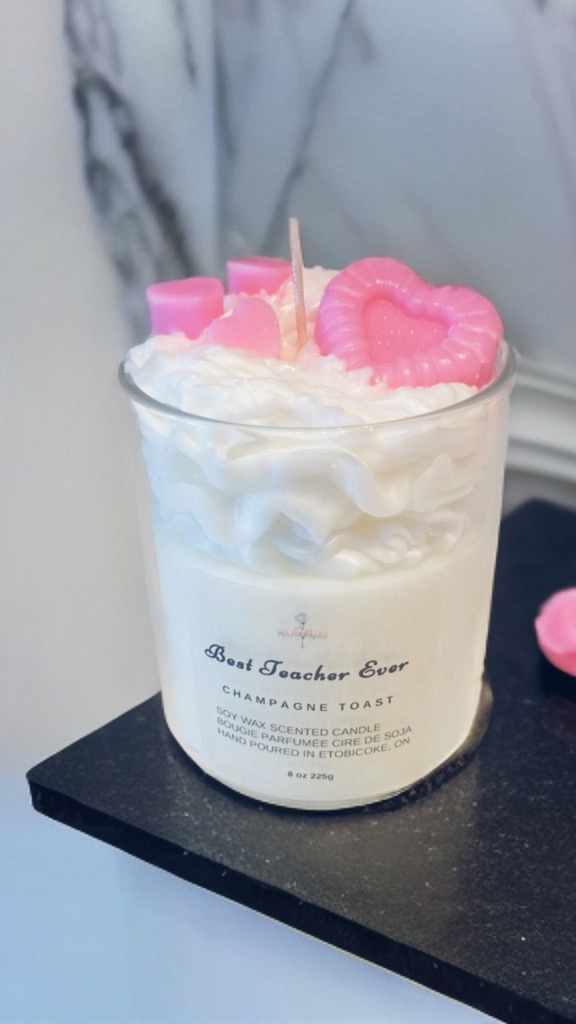 Hearts Teacher Candle - A lovely soy wax candle scented with a light aroma .  A new popular addition to our collection!  Say thank you to a wonderful teacher with one of our amazing candles!