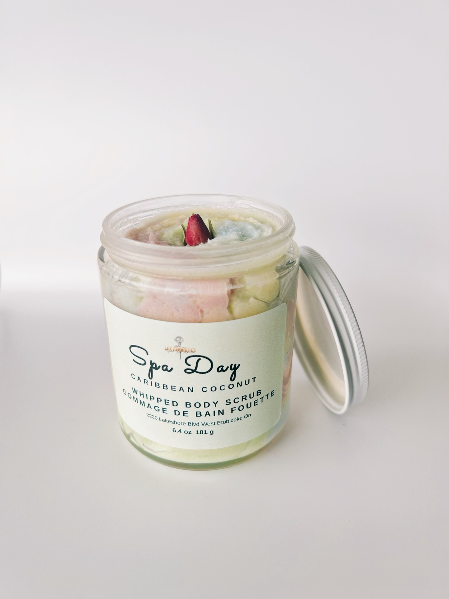 Spa Day - A Luxurious exfoliating Scrub created with Foaming Bath Butter, cleanses, exfoliates and moisturizes the skin!   We can customize it for you, please specify your aroma preference.  To Use: Remove a small amount from the jar and apply in circular motion to wet skin. Enjoy the wonderful aroma, rinse as normal.