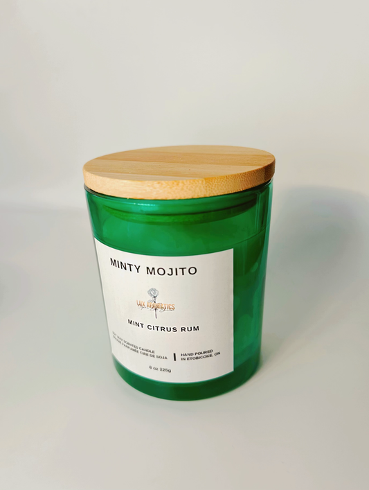 <p data-mce-fragment="1">Minty Mojito Candle - A luxurious soy wax candle, fill your home with amazing fragrances that transport you to a tropical paradise. &nbsp;</p> <p data-mce-fragment="1">The cool and invigorating scent of mint is combined perfectly with sweet fruits and a hint of rum, creating a fragrance that's both uplifting and relaxing.</p> <p data-mce-fragment="1">&nbsp;</p>